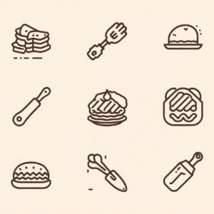 Christmas Baking Line Icons Cozy SVG