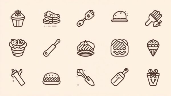 Christmas Baking Line Icons Cozy SVG