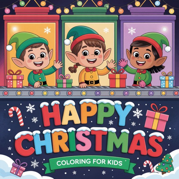 Happy Christmas Coloring Pages Graphic