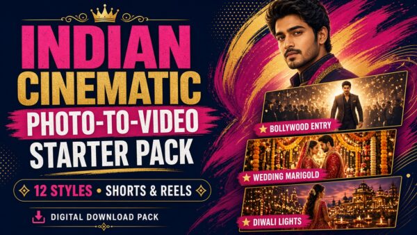 Indian Cinematic Photo-to-Video Starter Pack (12 Styles)